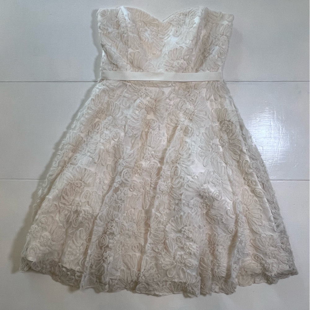 Phase Eight White Lace Strapless MIDI Dress size 10